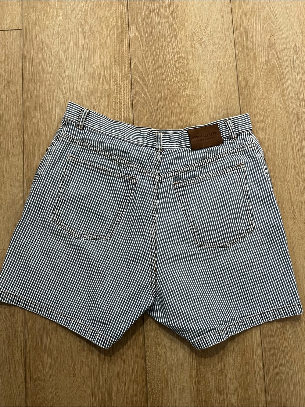Ralph Lauren Blue and White Striped Vintage Jean Shorts